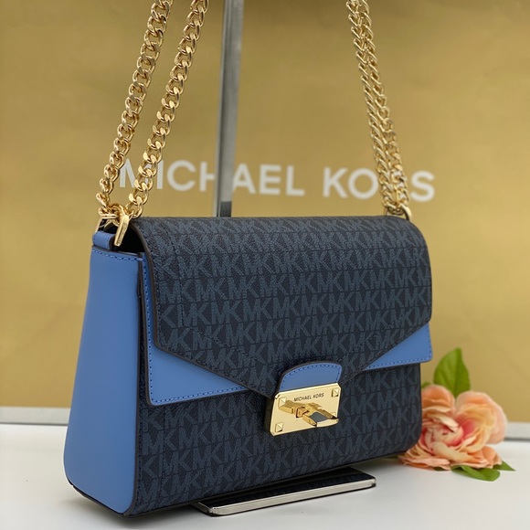 MICHAEL KORS KINSLEY MD SHOULDER FLAP FRCH BLUE MT - Picture 8 of 16